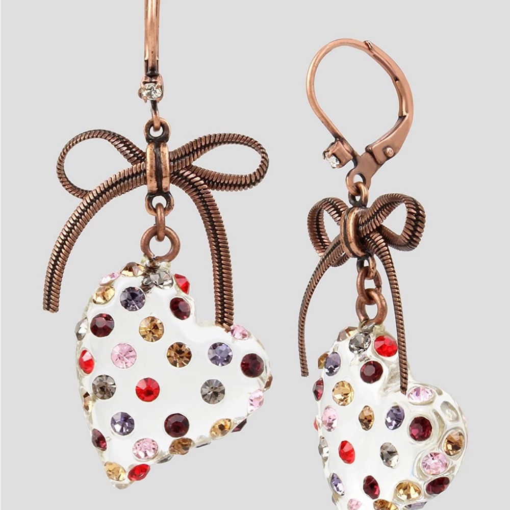 Betsey Johnson Multi Lucite Heart Drop Earrings